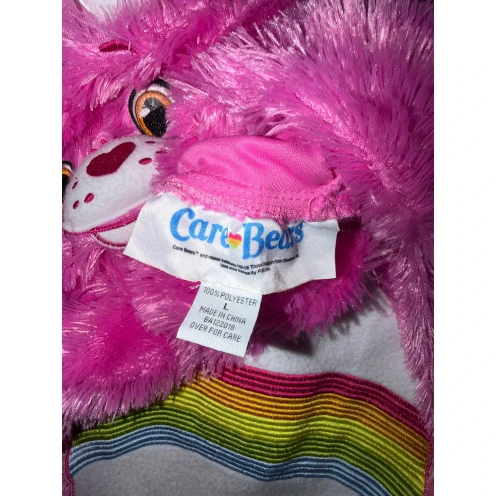 Care Bears Cheer Bear Adult Costume Pink Furry Rainbow Halloween one piece Large